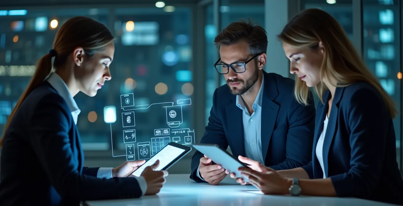 Illustration symbolique d’automatisation et intelligence artificielle dans une PME
