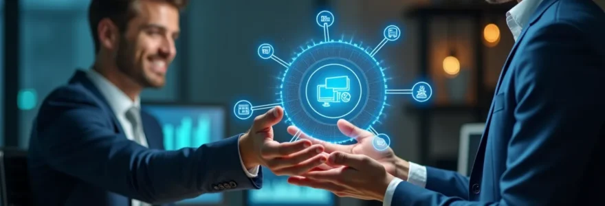 Illustration symbolique d'une PME confiant sa gestion informatique à un prestataire externe