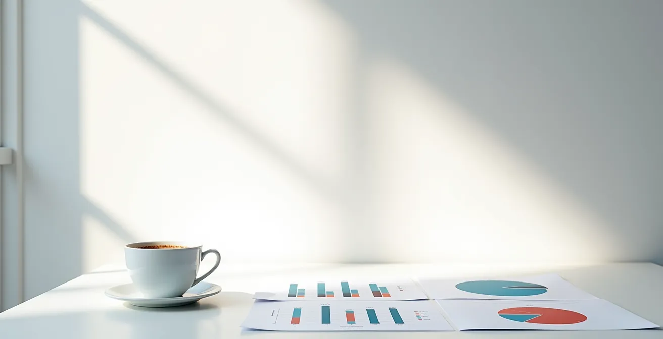 Espace de travail épuré avec graphiques de performance abstraits